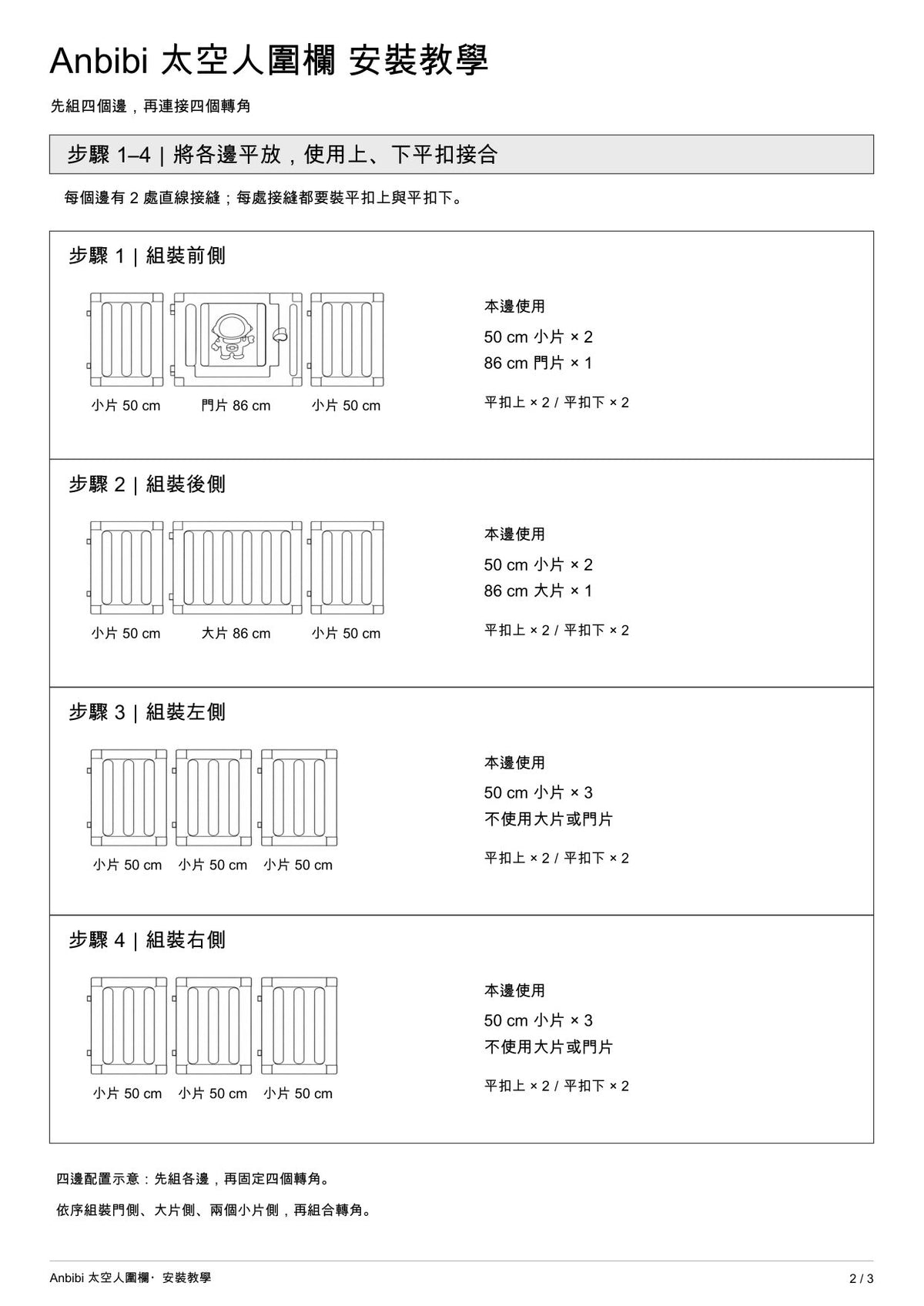 太空人造型兒童遊戲圍欄 安裝教學 第 2 頁